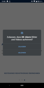 DE-Alarm-App Kamera zulassen