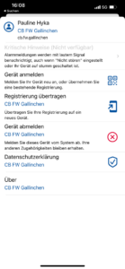 App-Menü von DE-Alarm