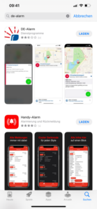 DE-Alarm App im Apple iOS App-Store
