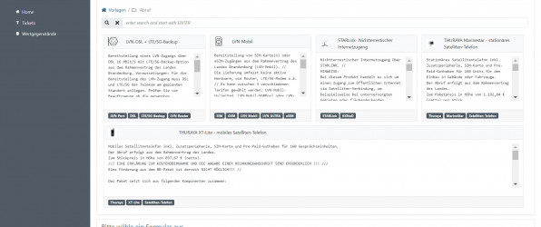 Blick auf das Self Service Portal