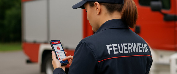 Feuerwehrfrau mit AlarmApp